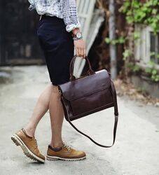 Діловий портфель для роботи. Чорний, коричневий.