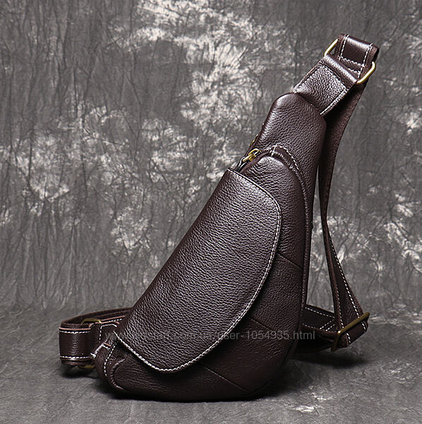 Чоловіча шкіряна бананка сумка коричнева, чорна