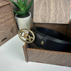 Шкіряний ремінь чорний, золото Туреччина