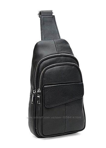 Чоловічий шкіряний рюкзак Keizer 3316 чорний на плече  
