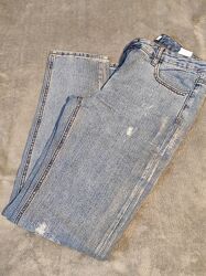 Прямі джинси з срібним напиленням по боковим швам