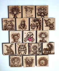 магнит магниты из дерева handmade / размер 4х4см