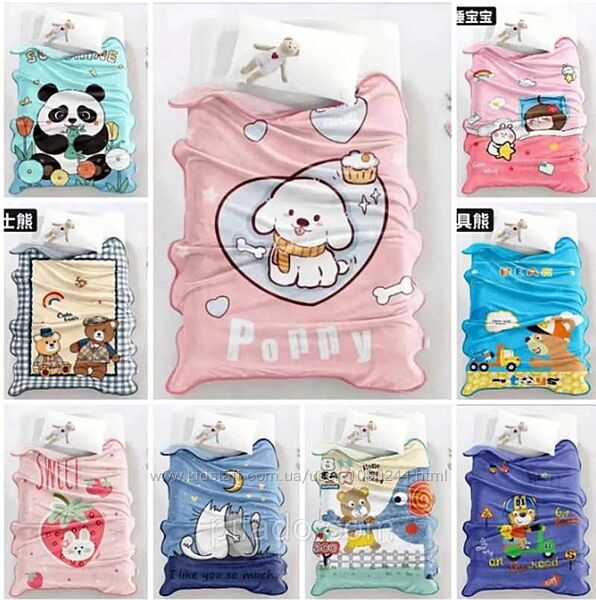 Плед покривало королівський велюр 100х140 см Мультік дитяче