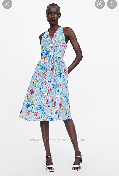 Миди платье цветочный принт от Zara новая коллекция 