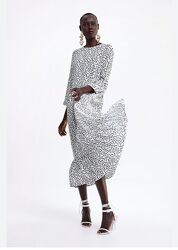 Міді сукня плаття миди платье в горошек от Zara новая коллекция 