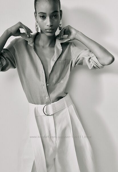 H&M лляне оверсайз сорочка льняная оверсайз рубашка