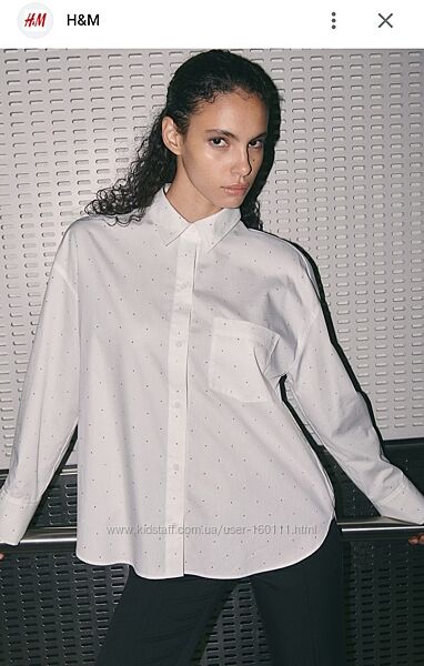 H&M біла сорочка белая оверсайз рубашка