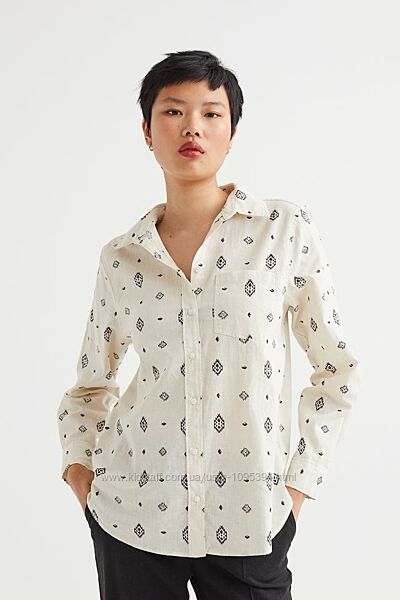 Рубашка из смесового льна Н&М
