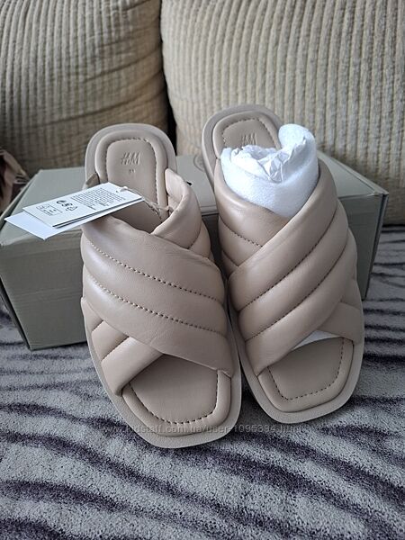 Кожаные шлепанцы Н&М премиум линейка