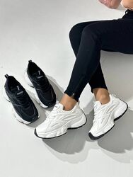 Трендові комбіновані жіночі дихаючі кросівки на фігурній підошві 20444