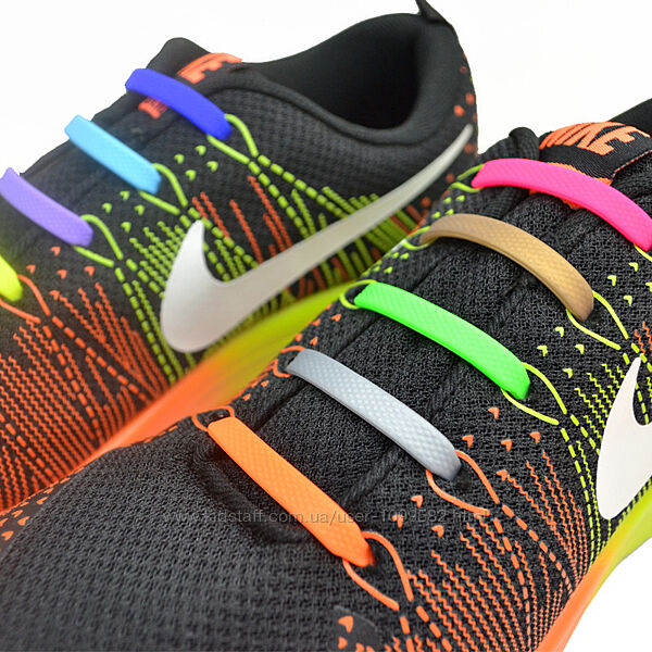 Цветные яркие силиконовые шнурки. 12 штук