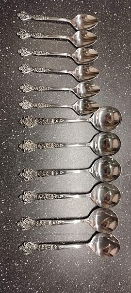 Красивый немецкий набор десертных и чайных ложек. На 6 персон, 12 предметов