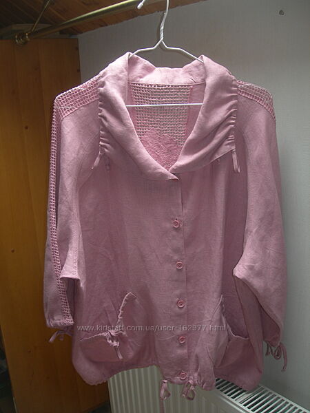 Жакет, пиджак, розовый, 100 лен, р 50-54, Новый