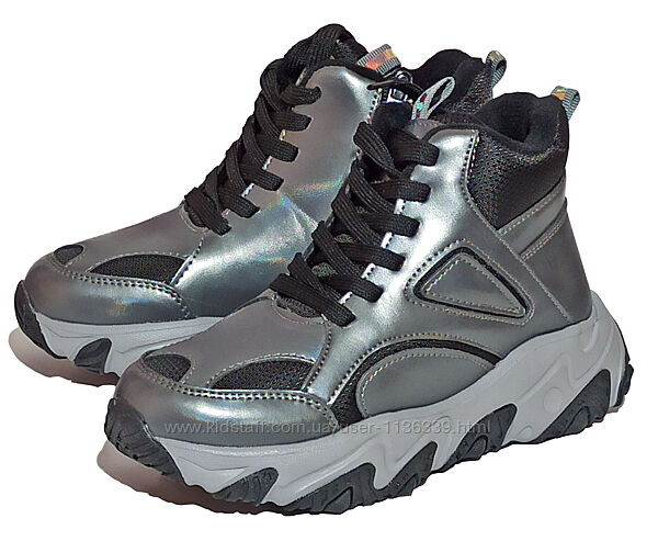 Демісезонні черевики для дівчинки утеплені 66035тн срібні weestep р.37