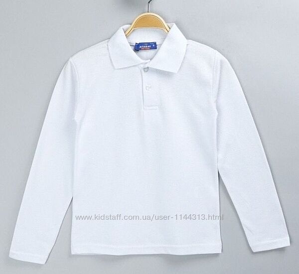 Поло з довгим рукавом біла на зріст від 140 до 170