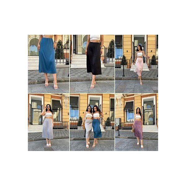 Жіноча шовкова спідниця міді від 42 до 56 розміру