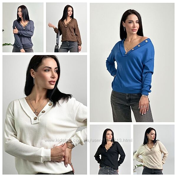 Жіночий пуловер з ґудзиками від 42 до 52 розміру