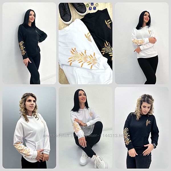 Демісезонний жіночий худі з принтом колосся від 42 до 52 розміру