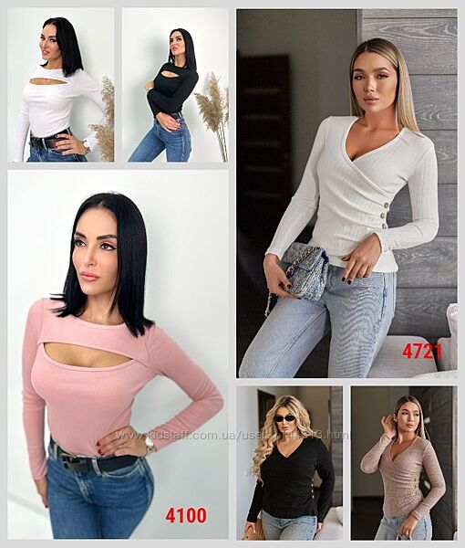 Трикотажна кофтинка з розрізом на грудях і на запах від 42 до 56 розміру