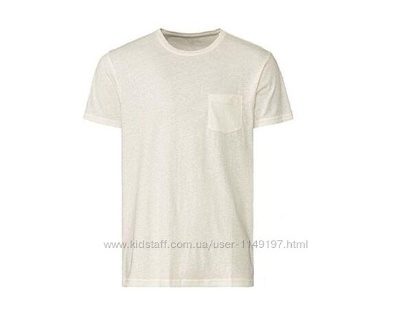 Чоловіча футболка livergy молочна бавовна льон розмір м 48/50.