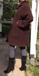 Итальянское шерстяное пальто бойфренд с меховым воротником.