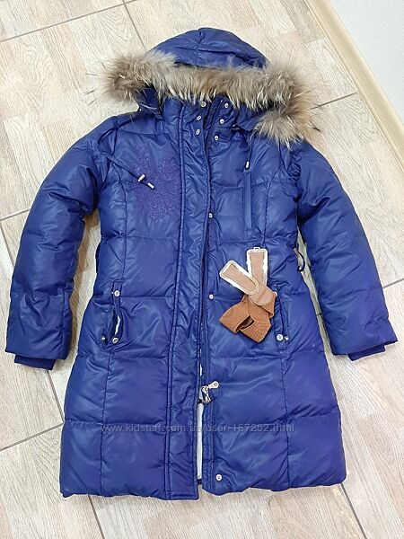 Тёплое зимнее пальто для девочки 140-158