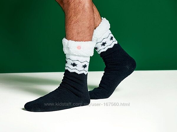 Мужские теплые носки тапочки на меху с подсветкой р.39-42 теплі шкарпетки L