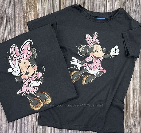 Футболка с принтом Minnie Mouse на любой возраст для мамы и дочки