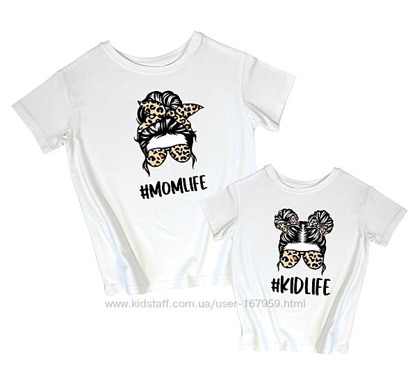 Футболка с принтом на любой возраст для мамы и дочки Family look