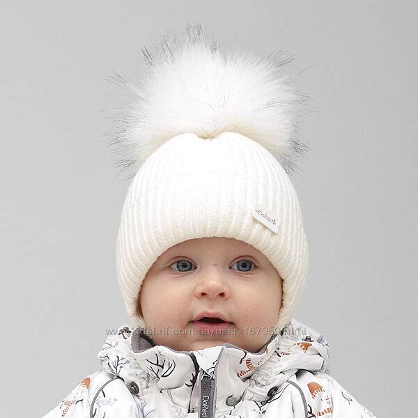 Детская зимняя шапка шапочка меринов с помпоном 46 48 50