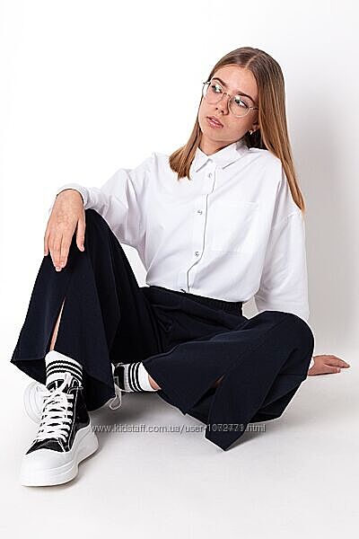 Штаны брюки палаццо школьные для девочки Mevis, темно-синие, рост 152