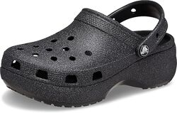 Жіноче сабо Crocs classic platform glitter clog оригінал w7, w10 2 кольори