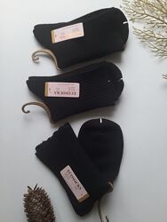 Шкарпетки жіночі високі тонка туфельна вовна в рубчик чорні преміум якість