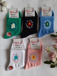Шкарпетки жіночі кольорові яскраві з квіткою преміум якість