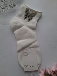 Шкарпетки жіночі укорочені з аксесуарами білі бамбук з модалом люкс якість