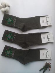Шкарпетки чоловічі високі олива з емблемою і написом дпсу crazy socks украї