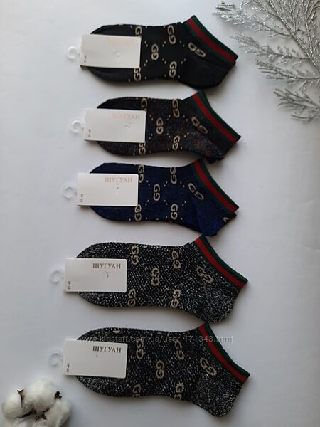 Жіночі короткі шкарпетки з люрексом 