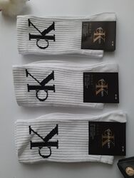 Шкарпетки чоловічі бавовняні високі теніски білі з брендовим значком