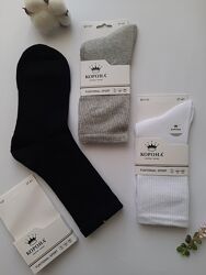 Шкарпетки жіночі бавовняні високі однотонні з резинкою в рубчик якість