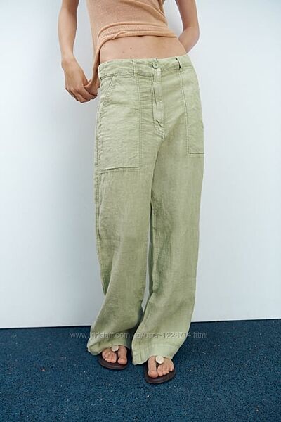 Широкие льняные брюки Zara