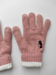 Вязанные зимние перчатки на флисе с сенсорными пальцами. Шапка Primark  
