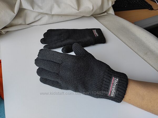 Вязанные теплые зимние термо перчатки на флисе thinsulate 