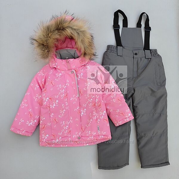 Дитячий зимовий термокомбінезон роздільний дівчинки куртка напівкомбінезон