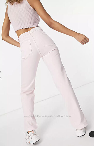 Нежно-розовые прямые джинсы Weekday Rowe с разрезами