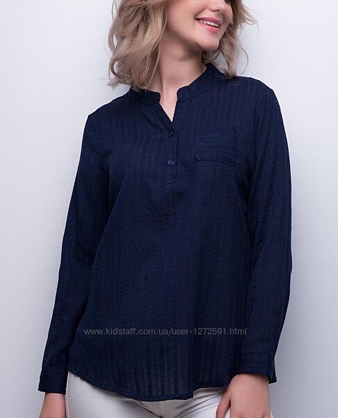 Класична синя блуза з рукавом, М