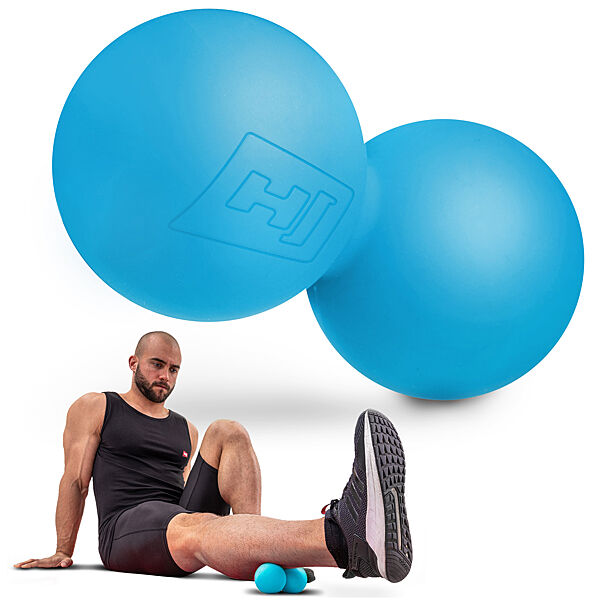 Силіконовий масажний подвійний мяч 63 мм Hop-Sport HS-S063DMB блакитний