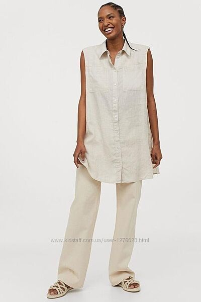 Рубашка лен от h&m новая коллекция премиум линия сорочка льняна h&m