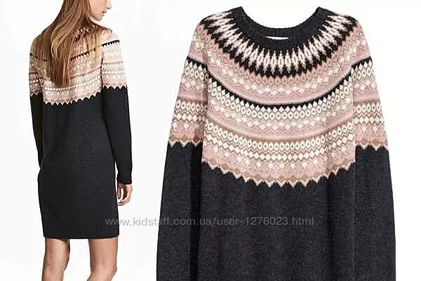 Теплое и мягкое стильное платье шерсть от h&m премиум качество 44-46