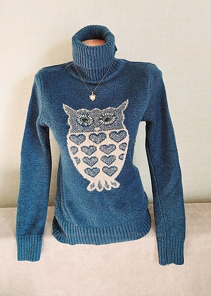 Красивый стильный свитерок с совушкой на девушку 12-14л