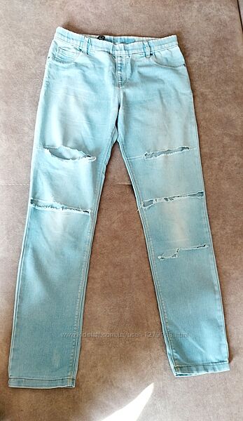 Стильные фирменные джинсовые леггенсы на девушку 12-13 лет